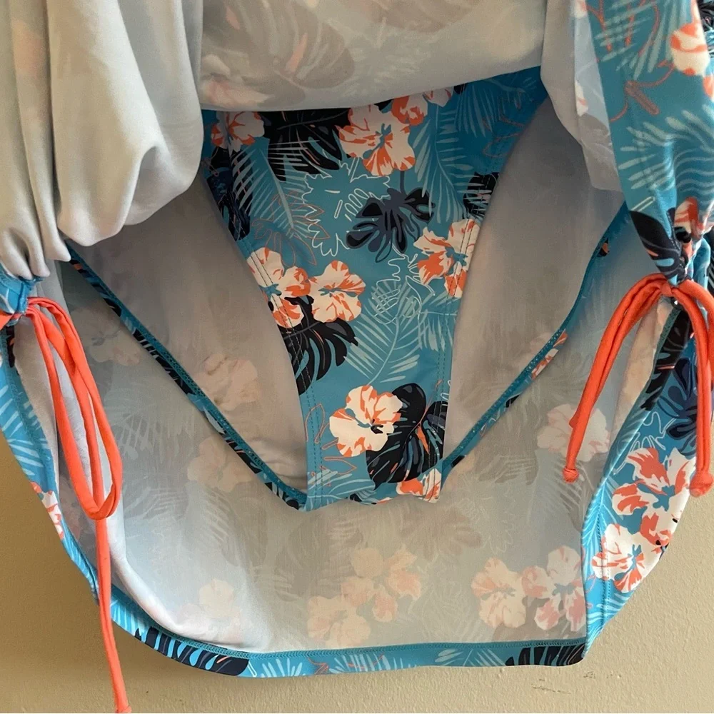 4/$20➡️  ACX Blue & Orange Hawaiian Floral Swim Skort – Plus Size 3X - Picture 7 of 14